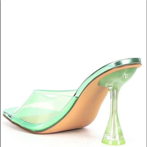 UEC Gianni Bini Oziee Vinyl Sculptural Heel Sandals Spring Green size 7.5 - Picture 4 of 10